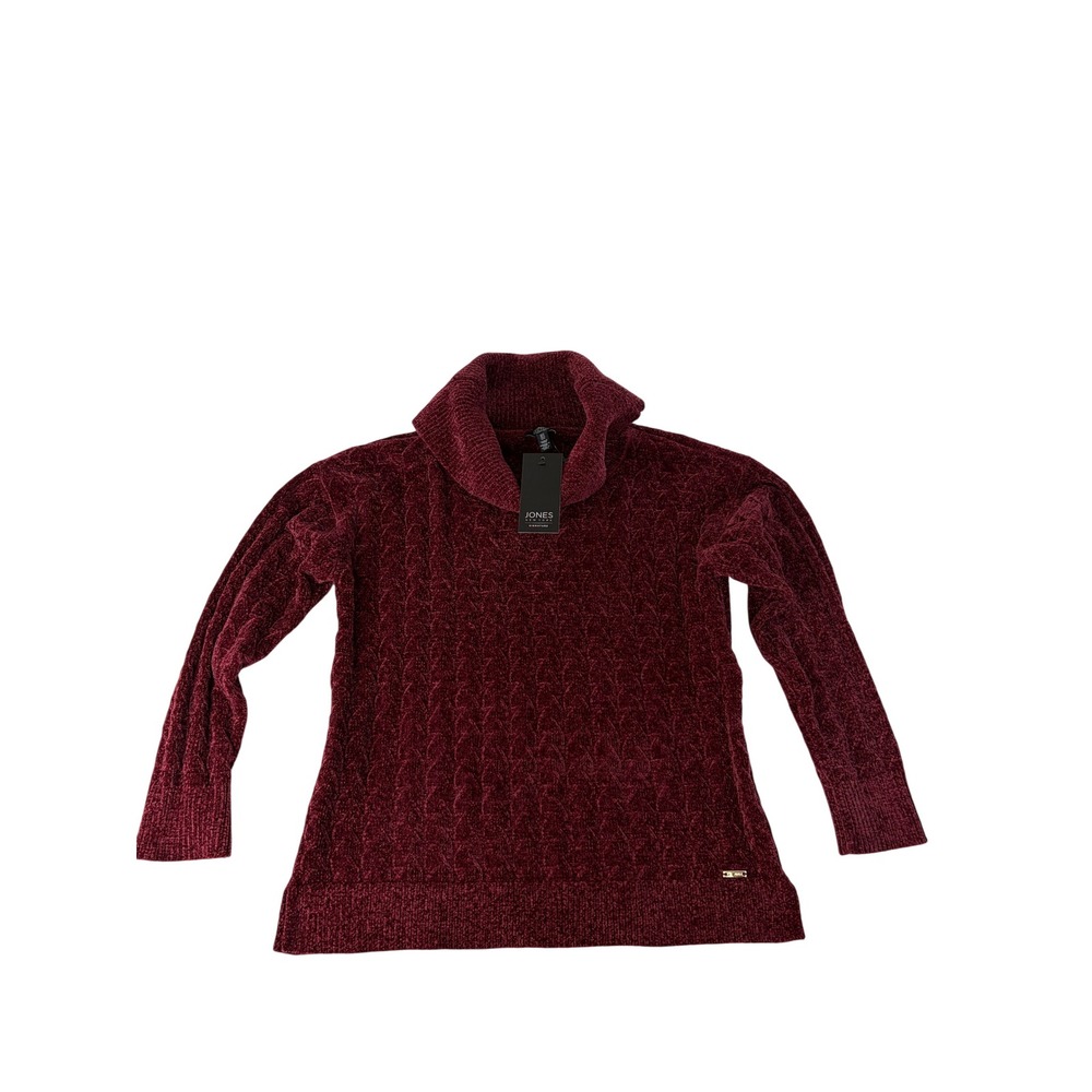 Jones New York Sweater Womens Small Chenille Cable Knit Cowl Neck Purple NWT